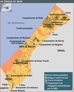 La Franja de Gaza mide 40 kms. de largo por 9.5 de ancho, allí viven 1.8 millones de personas.